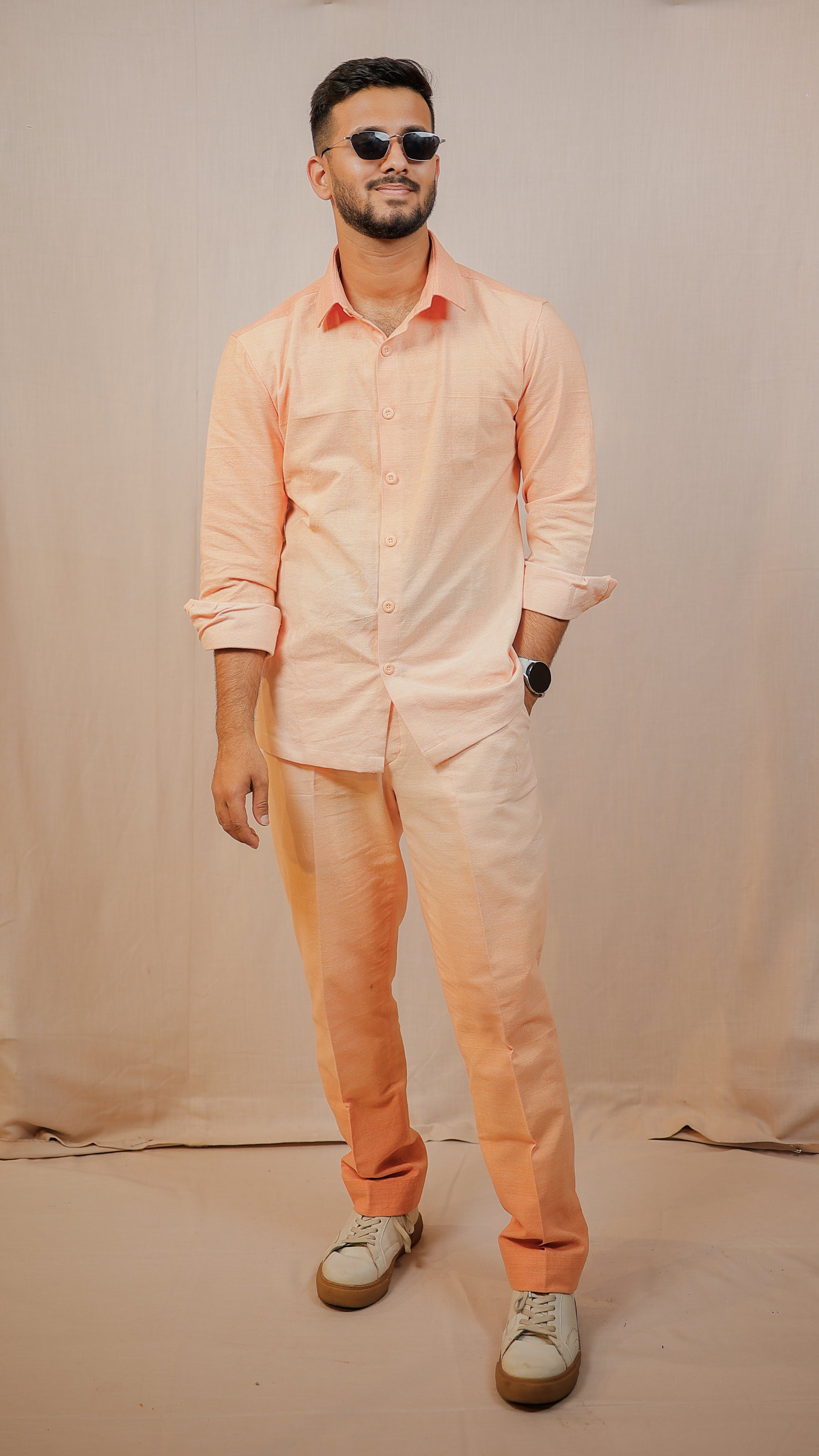 Peach Ombre Shirt and Pants Co-Ord set