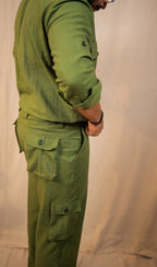 Olive Green cargo style shirt with pant Co-Ord set