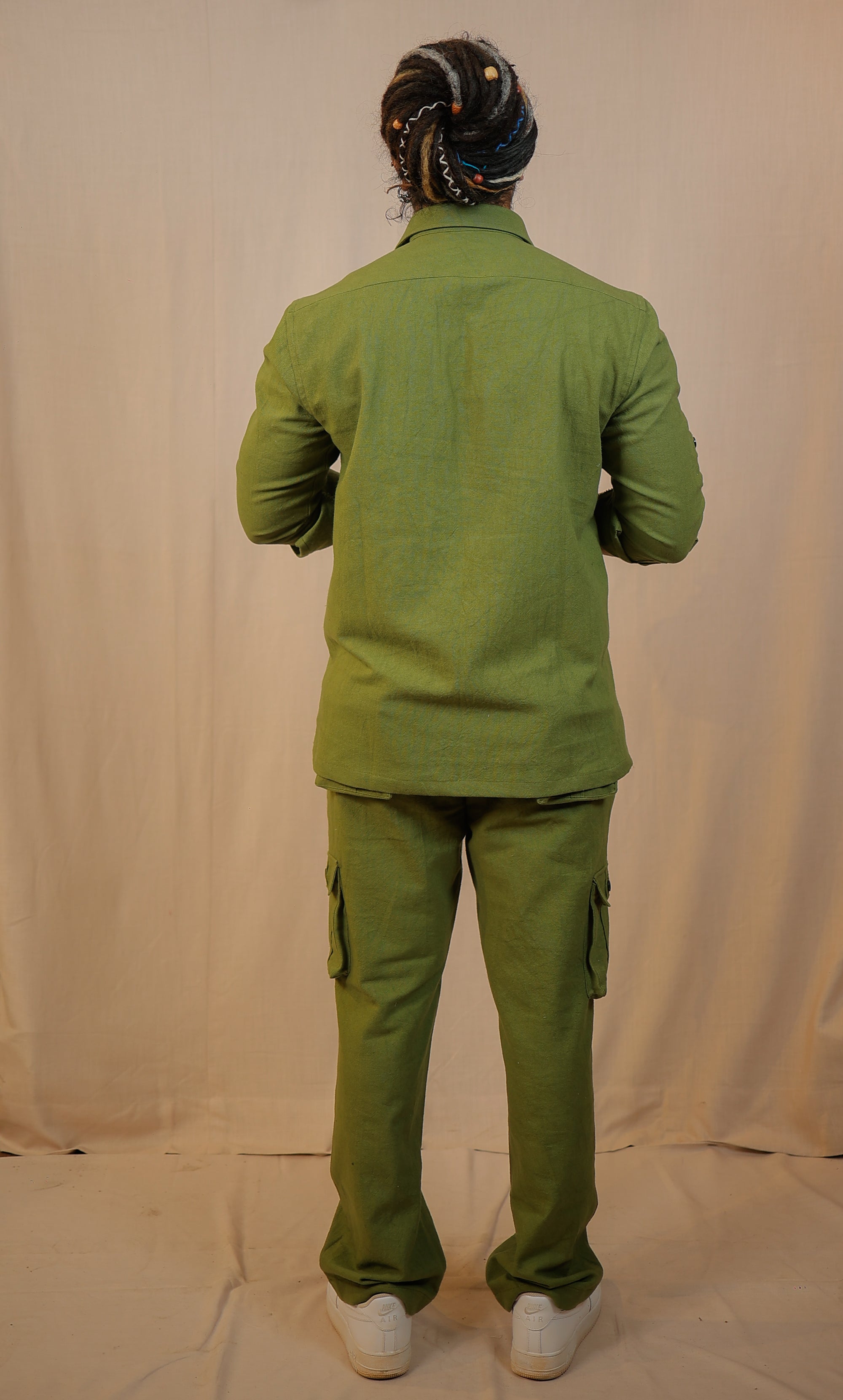 Olive Green cargo style shirt with pant Co-Ord set