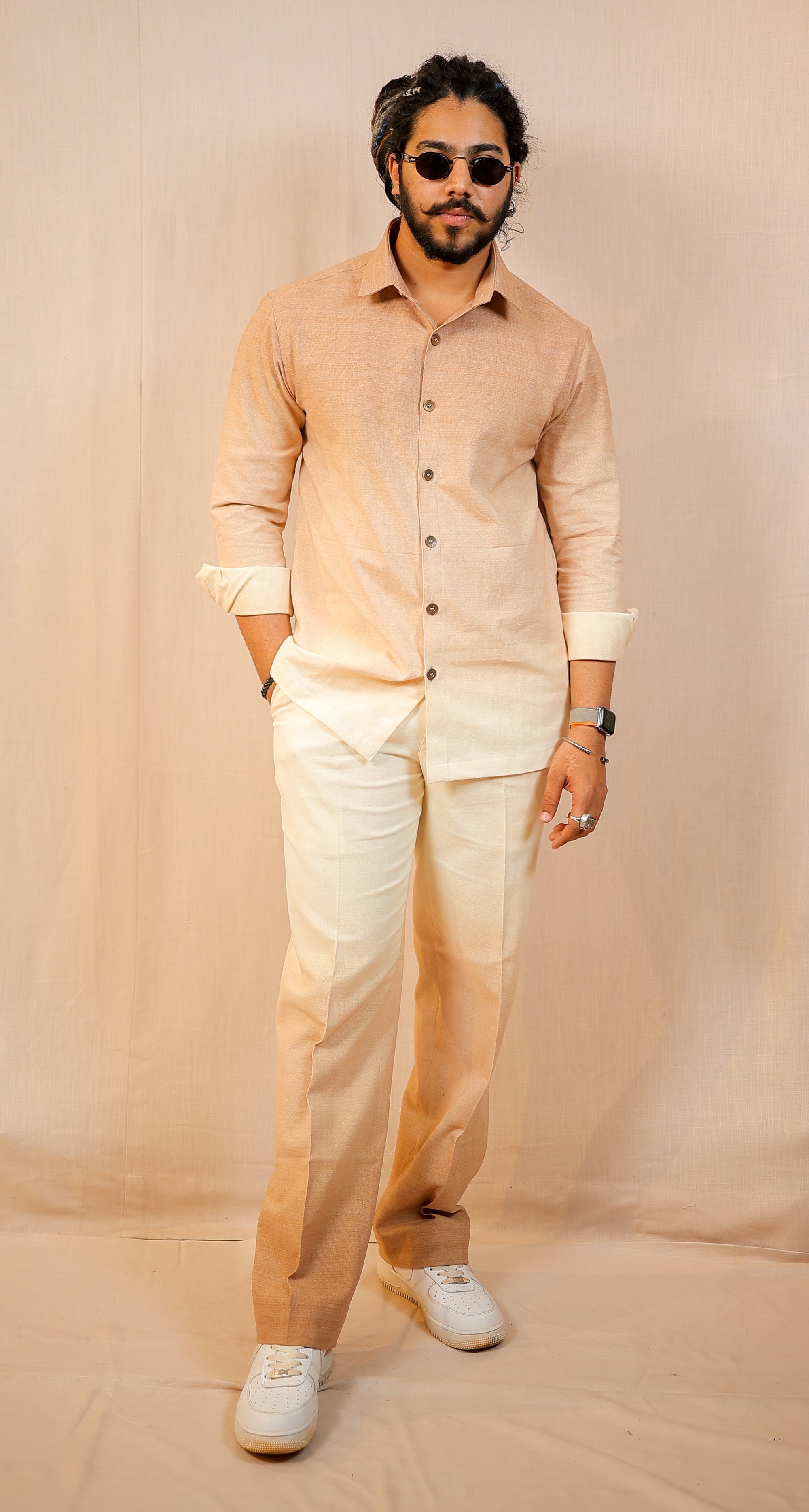 Mocha Brown Ombre Shirt with Pants Co-Ord set