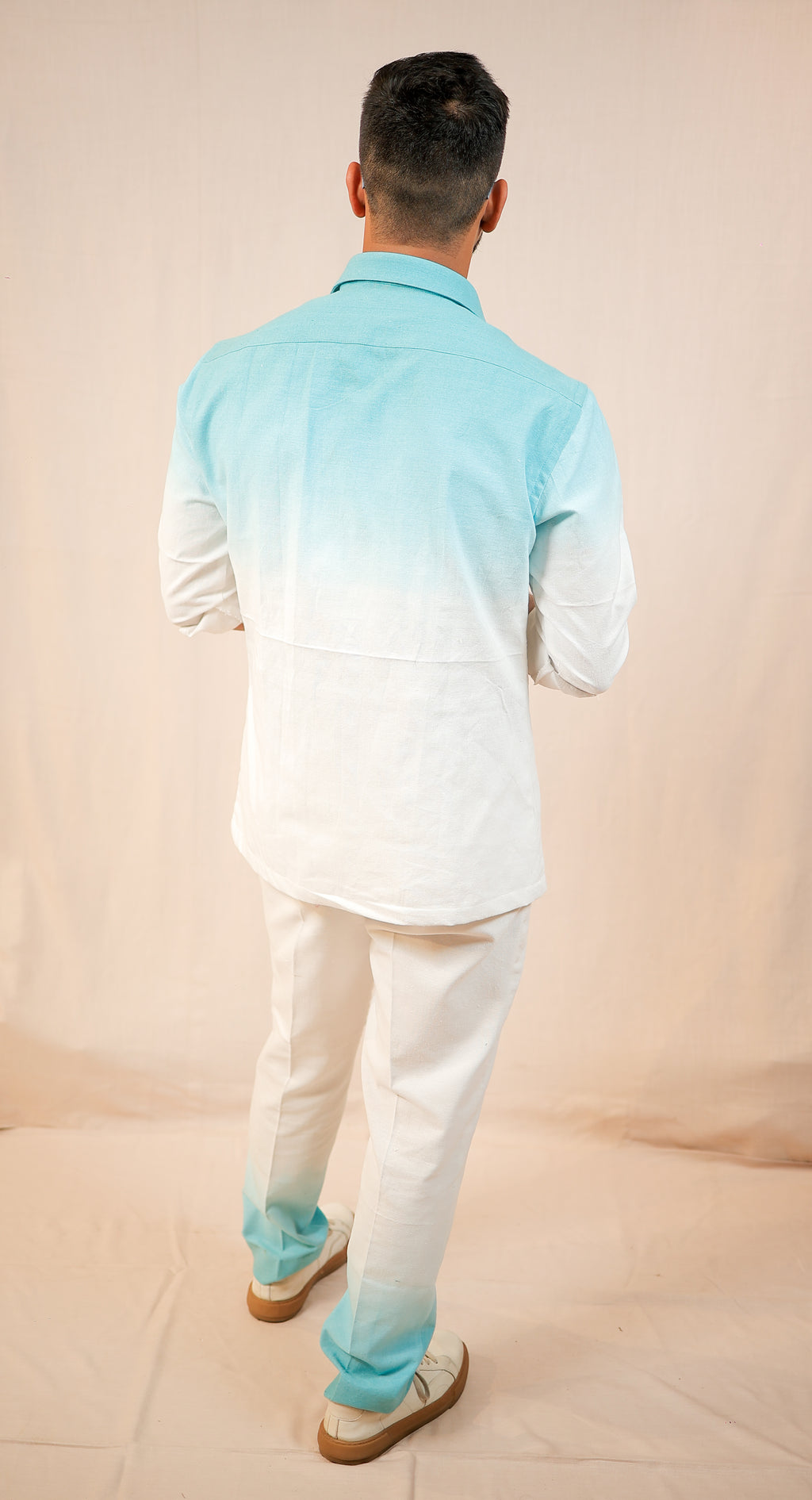 White to Blue Ombre Shirt & Pants Co-Ord set