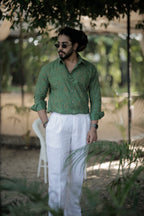 Green Paisley Hand Block Printed Cotton Shirt