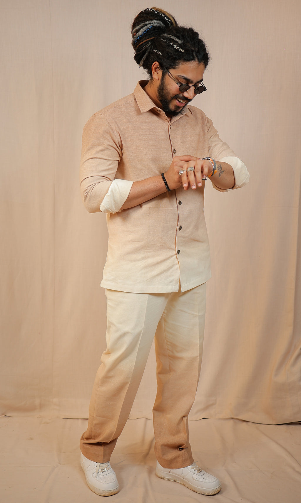 Mocha Brown Ombre Shirt with Pants Co-Ord set