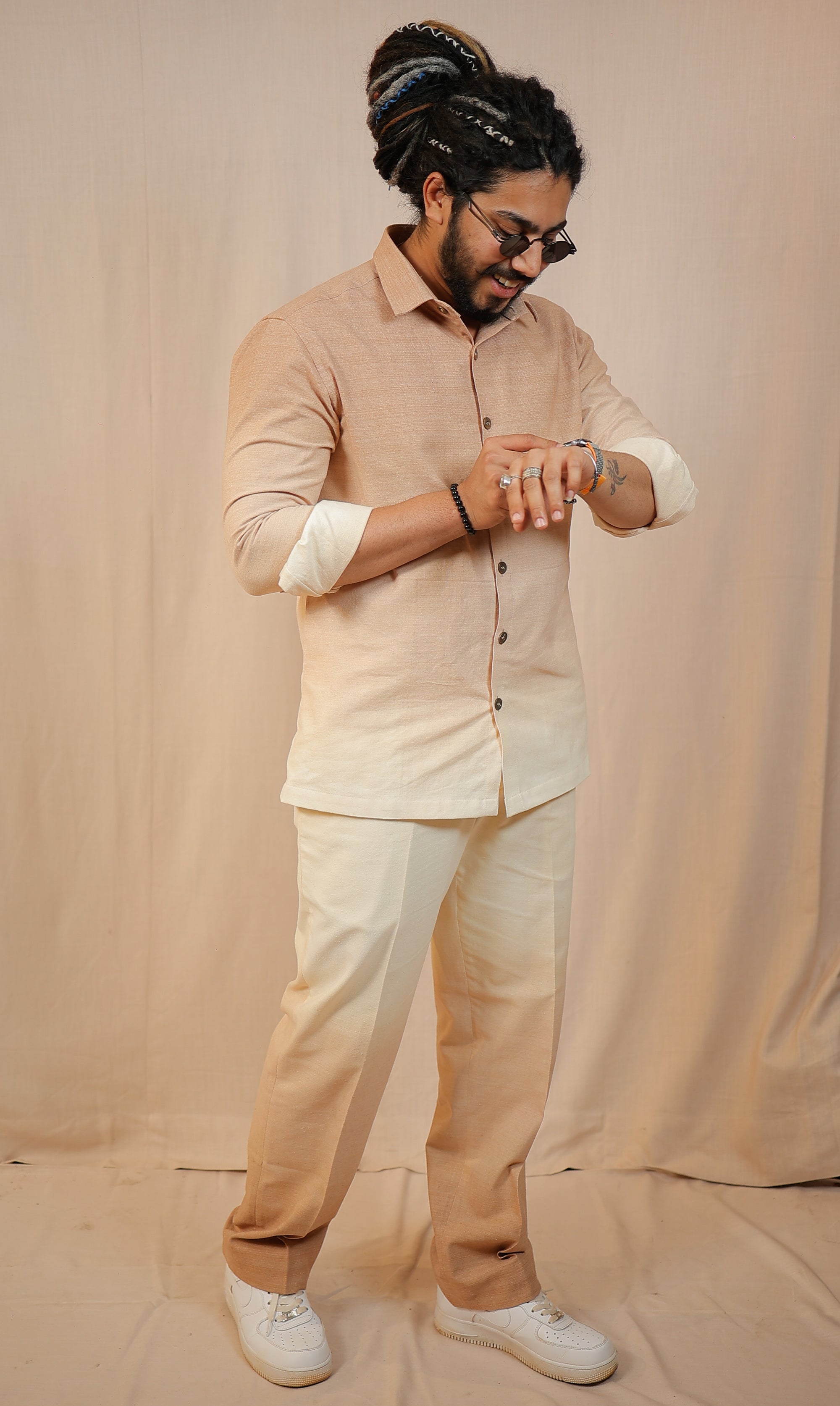 Mocha Brown Ombre Shirt with Pants Co-Ord set