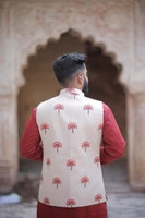 Maroon & Beidge 3 Piece Kurta Jacket Set