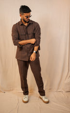 Brown Colour-Blocked Co-Ord set
