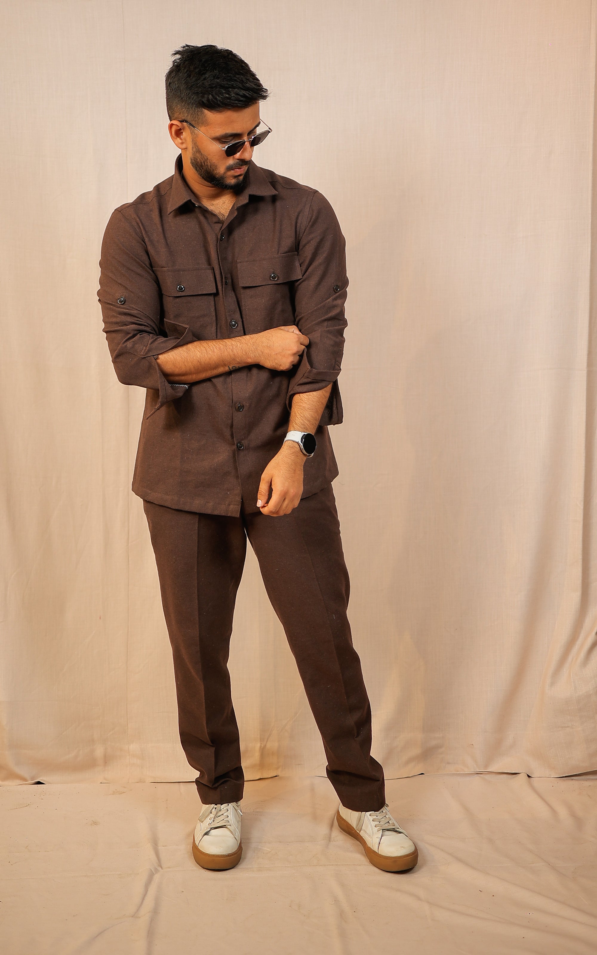 Brown Colour-Blocked Co-Ord set