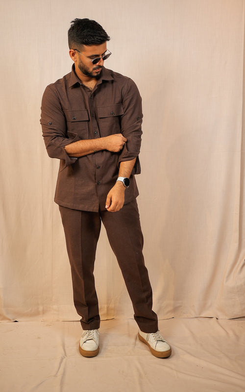 Brown Colour-Blocked Co-Ord set