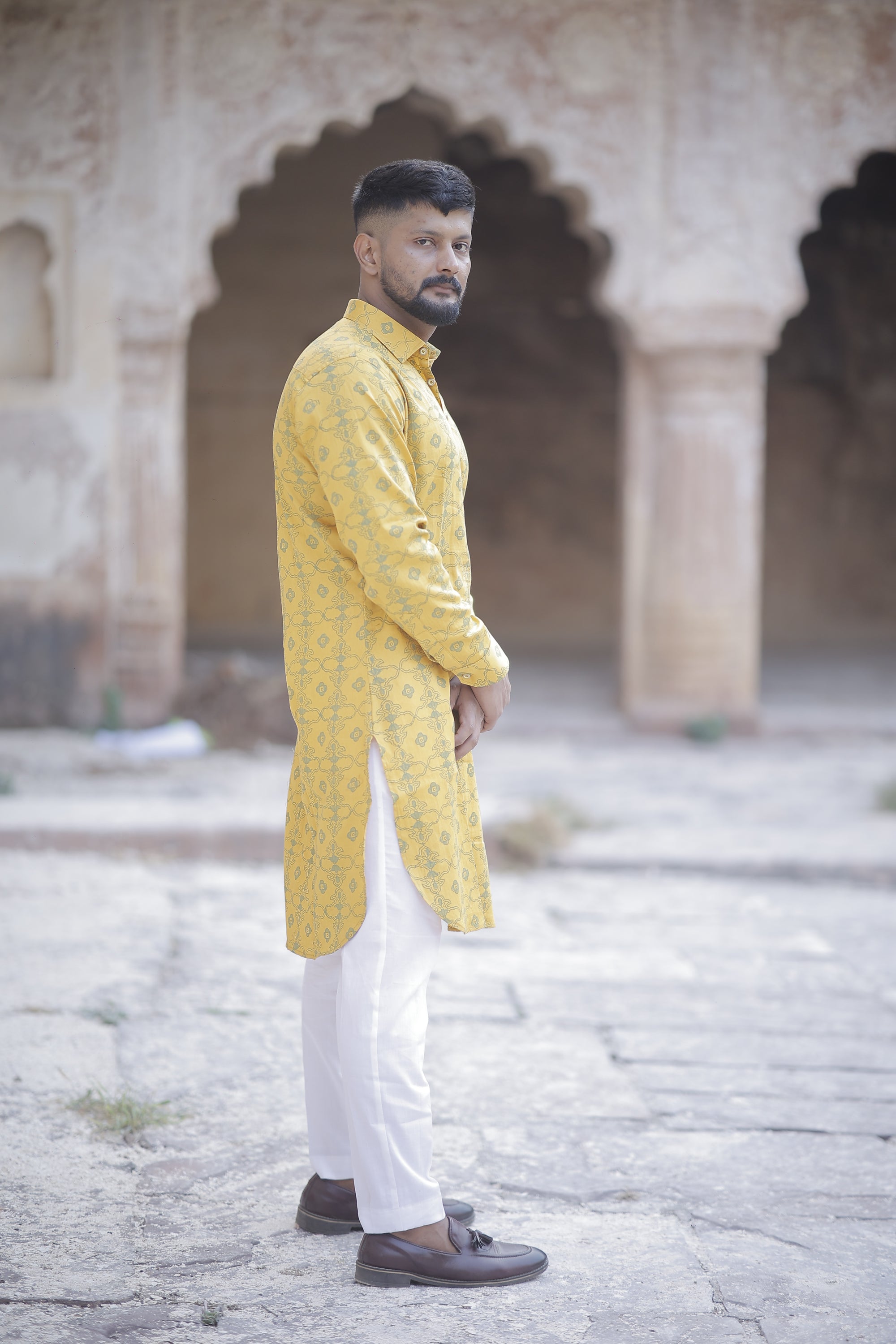 Mustard Yellow Pathani Kurta