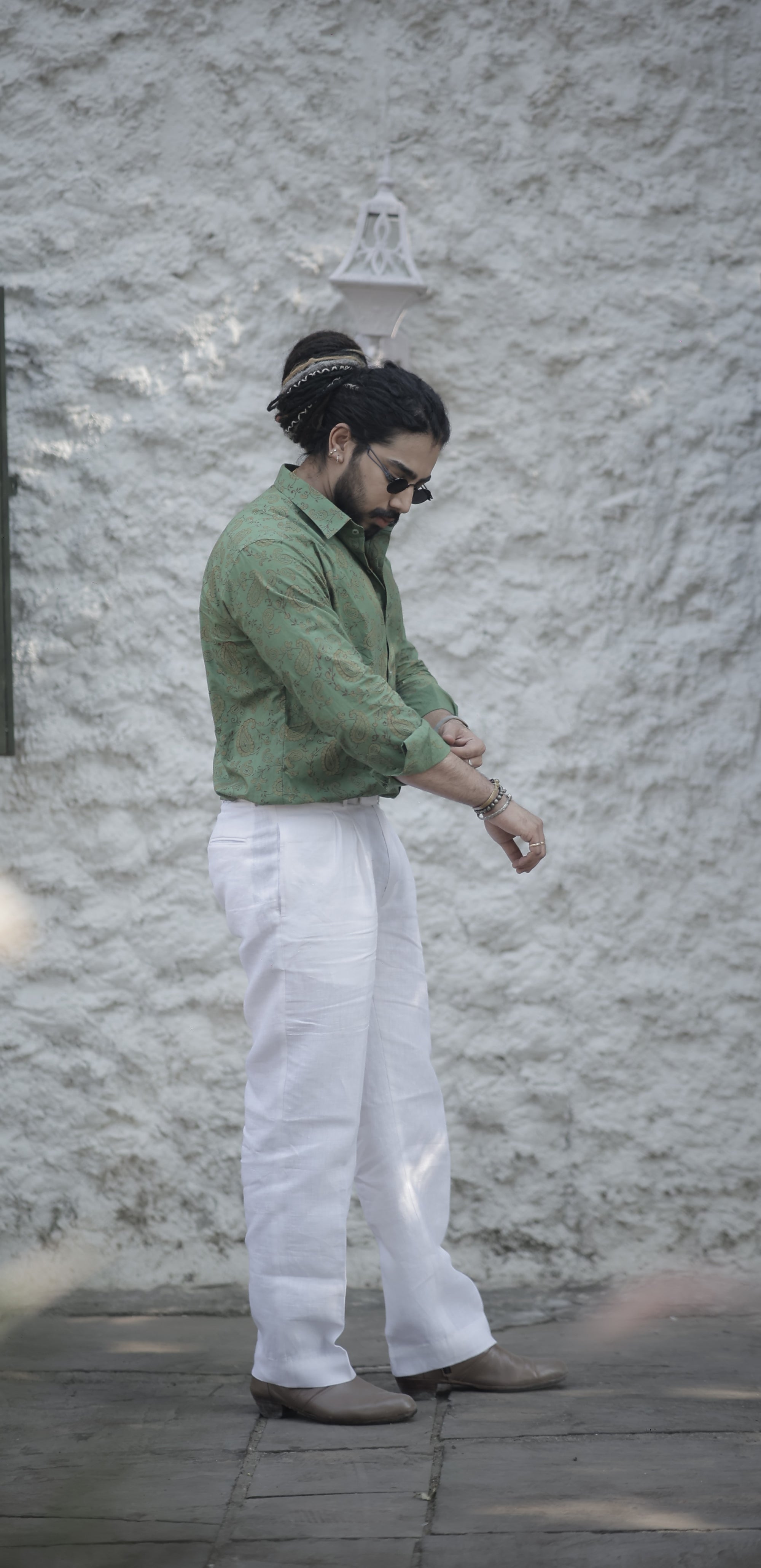 Green Paisley Hand Block Printed Cotton Shirt