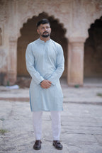 Poweder Blue Solid Kurta & Trouser Set