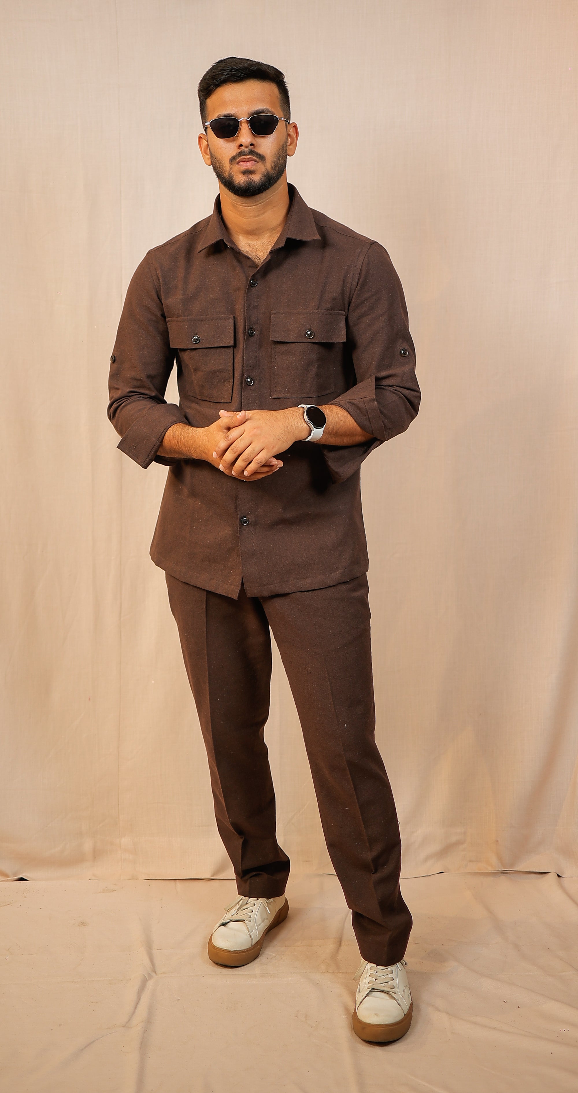 Brown Colour-Blocked Co-Ord set