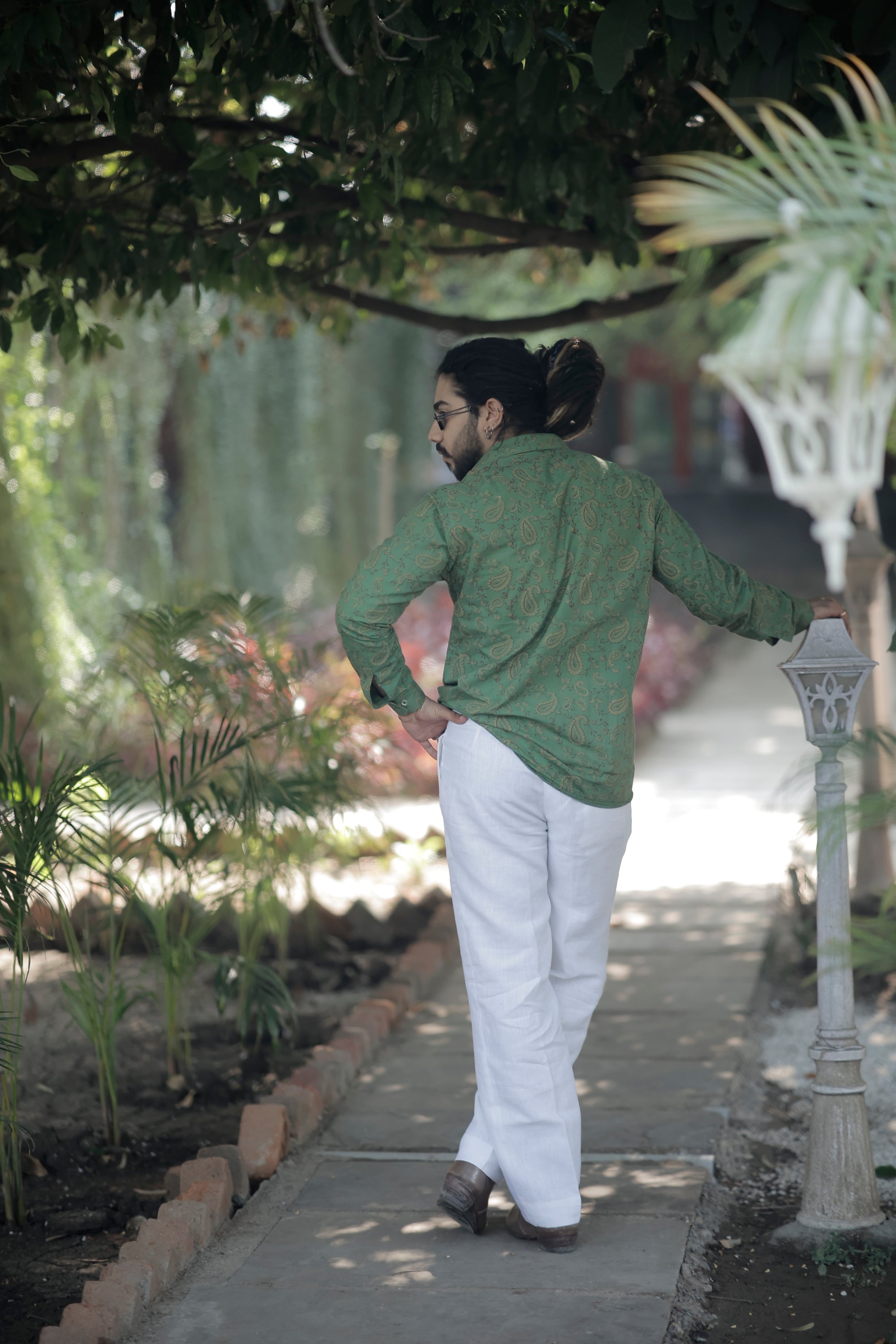 Green Paisley Hand Block Printed Cotton Shirt