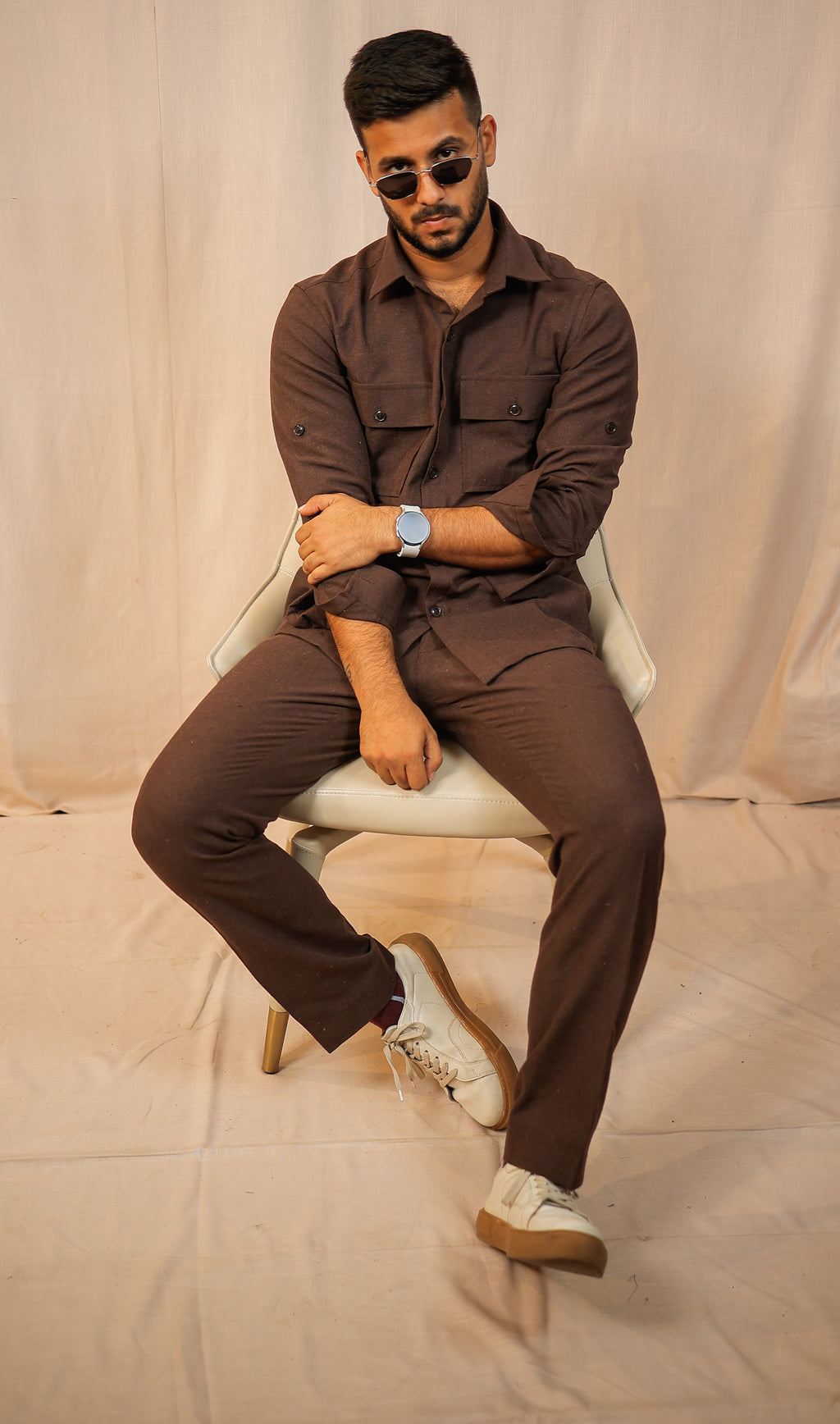 Brown Colour-Blocked Co-Ord set