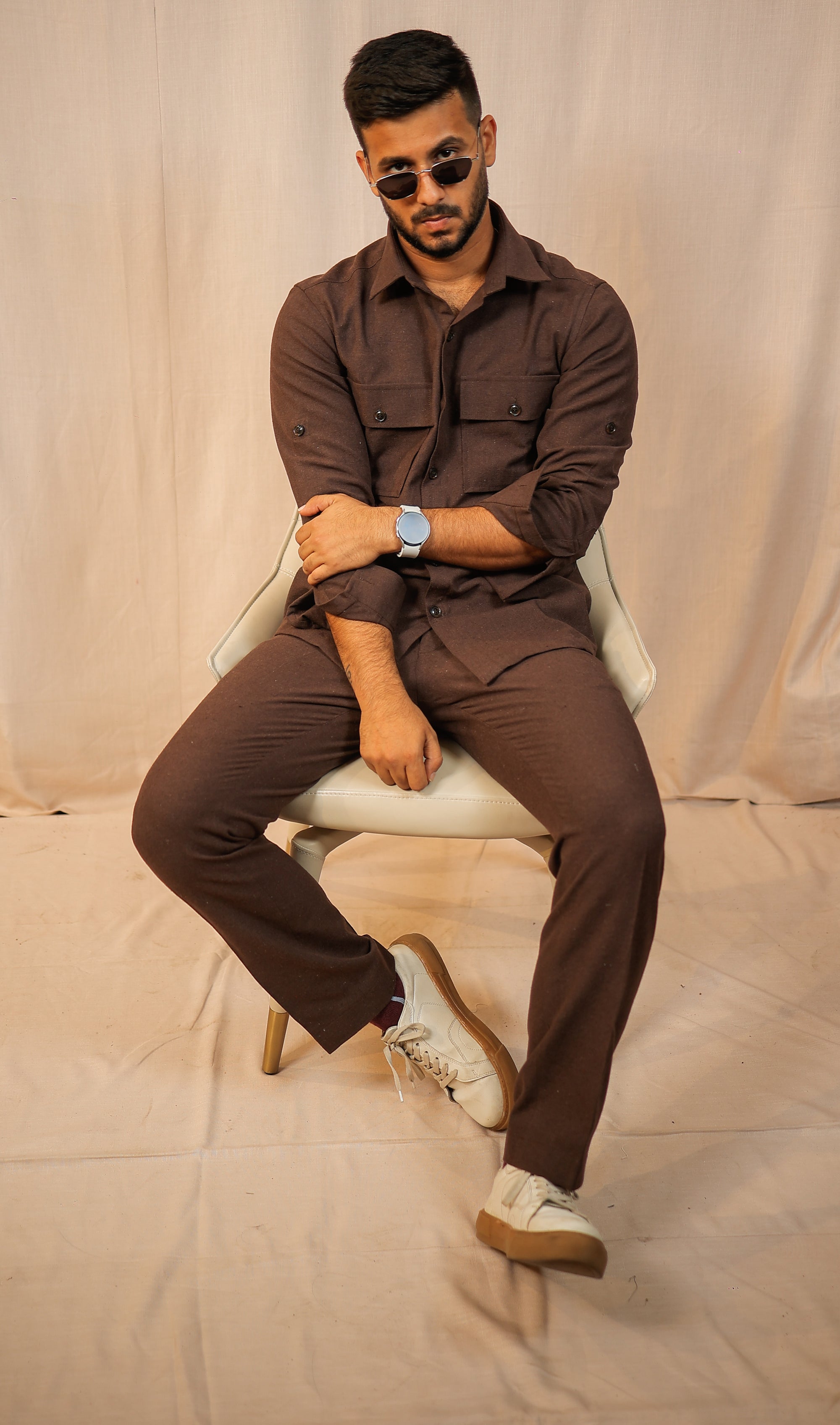 Brown Colour-Blocked Co-Ord set