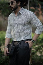 White & Black Tribal Geometric Printed Shirt