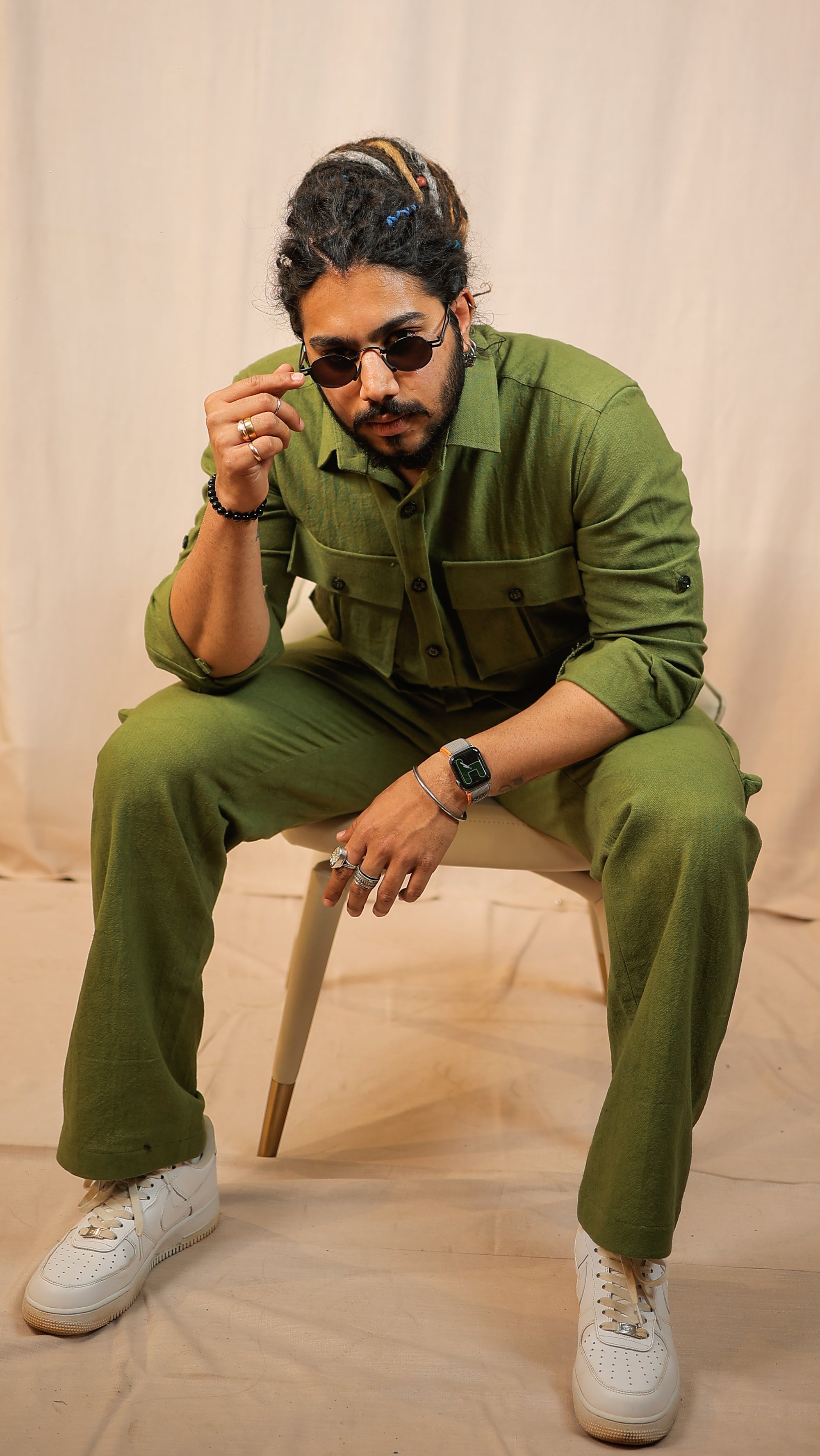 Olive Green cargo style shirt with pant Co-Ord set