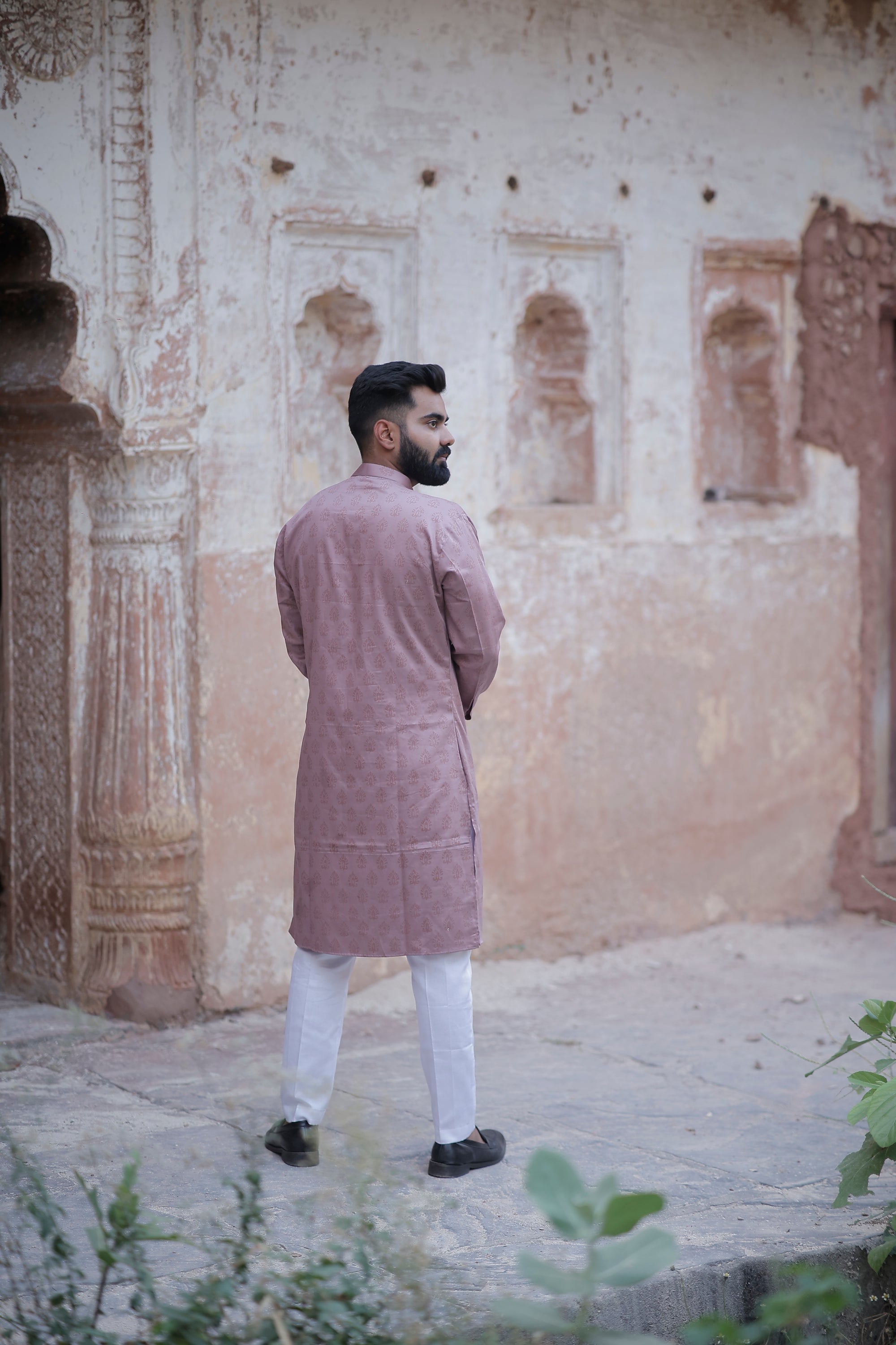 Onion Pink Pleated Kurta