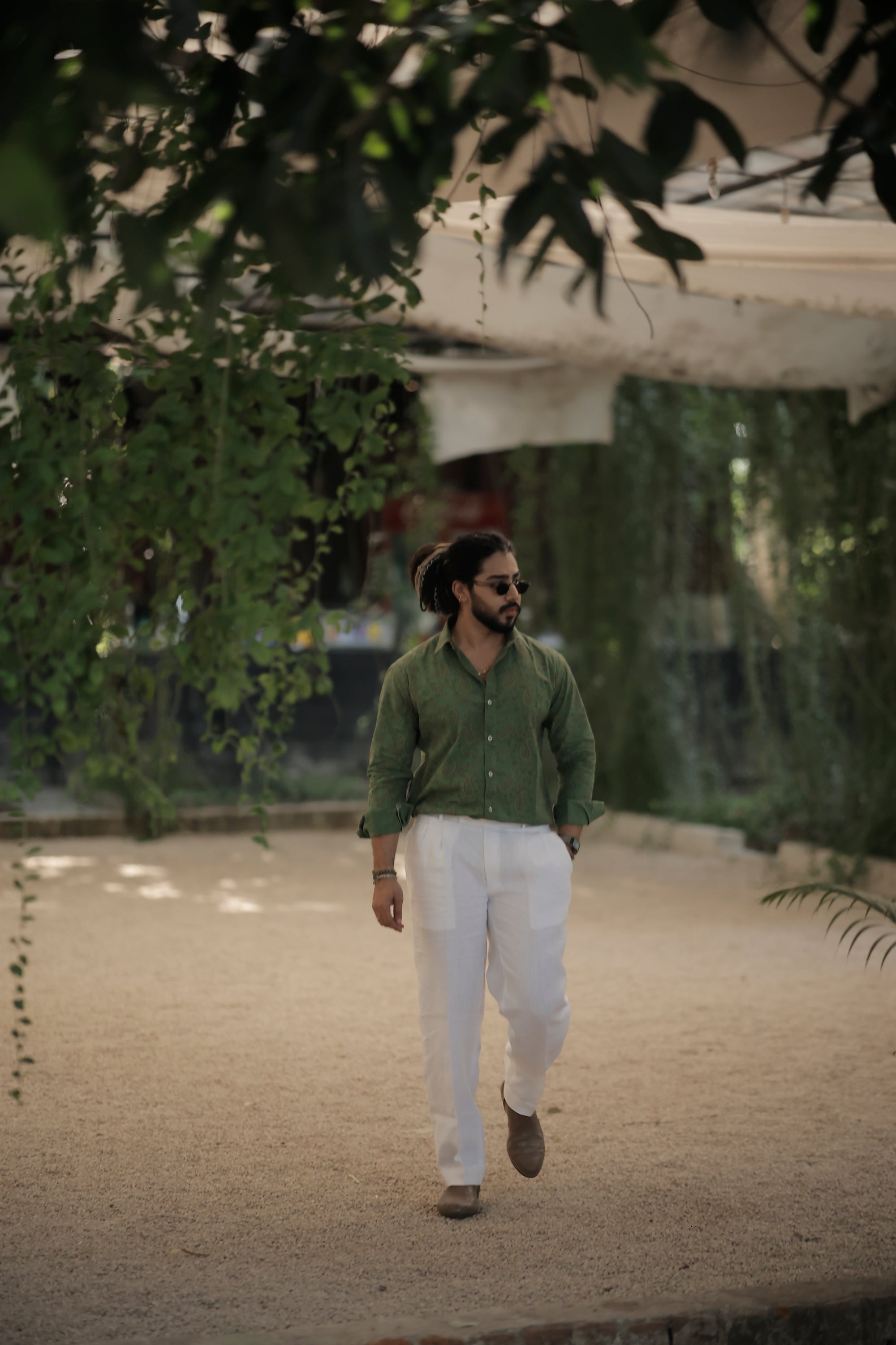 Green Paisley Hand Block Printed Cotton Shirt