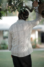 White & Black Tribal Geometric Printed Shirt