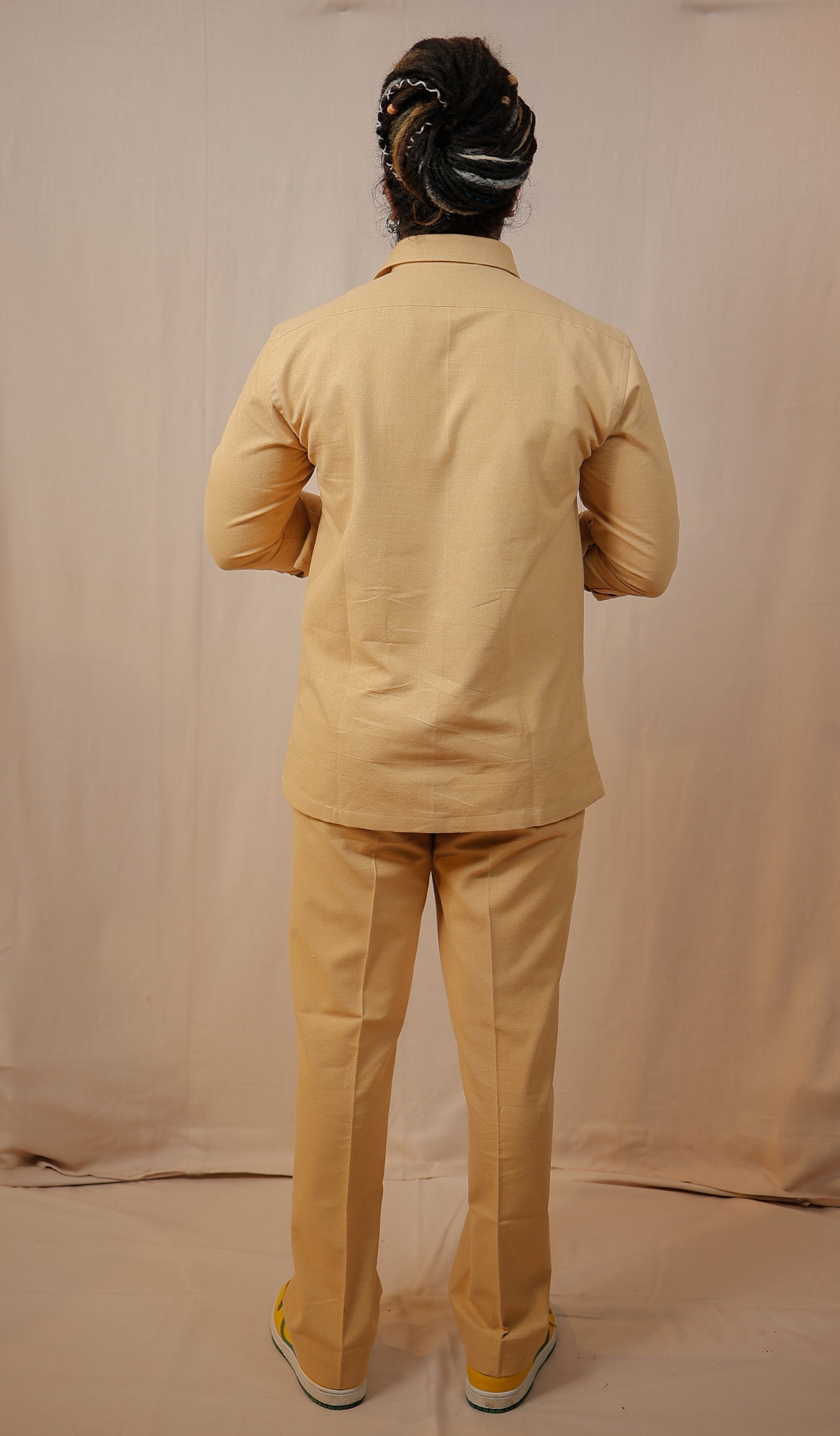 Solid Beige Colour-Blocked Co-Ord set