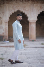 Poweder Blue Solid Kurta & Trouser Set