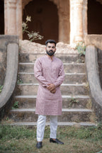 Onion Pink Pleated Kurta
