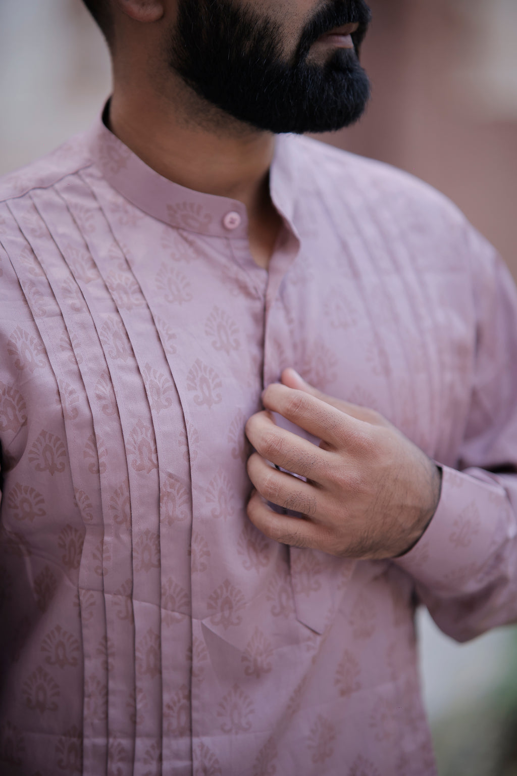 Onion Pink Pleated Kurta