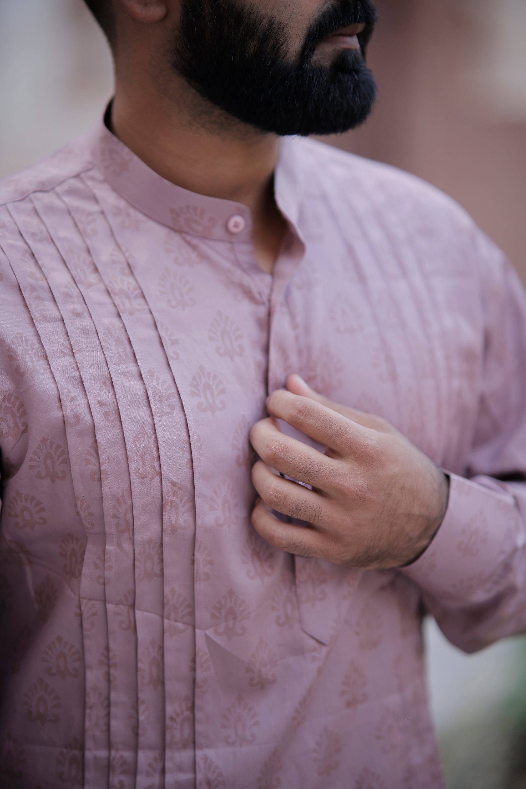 Onion Pink Pleated Kurta