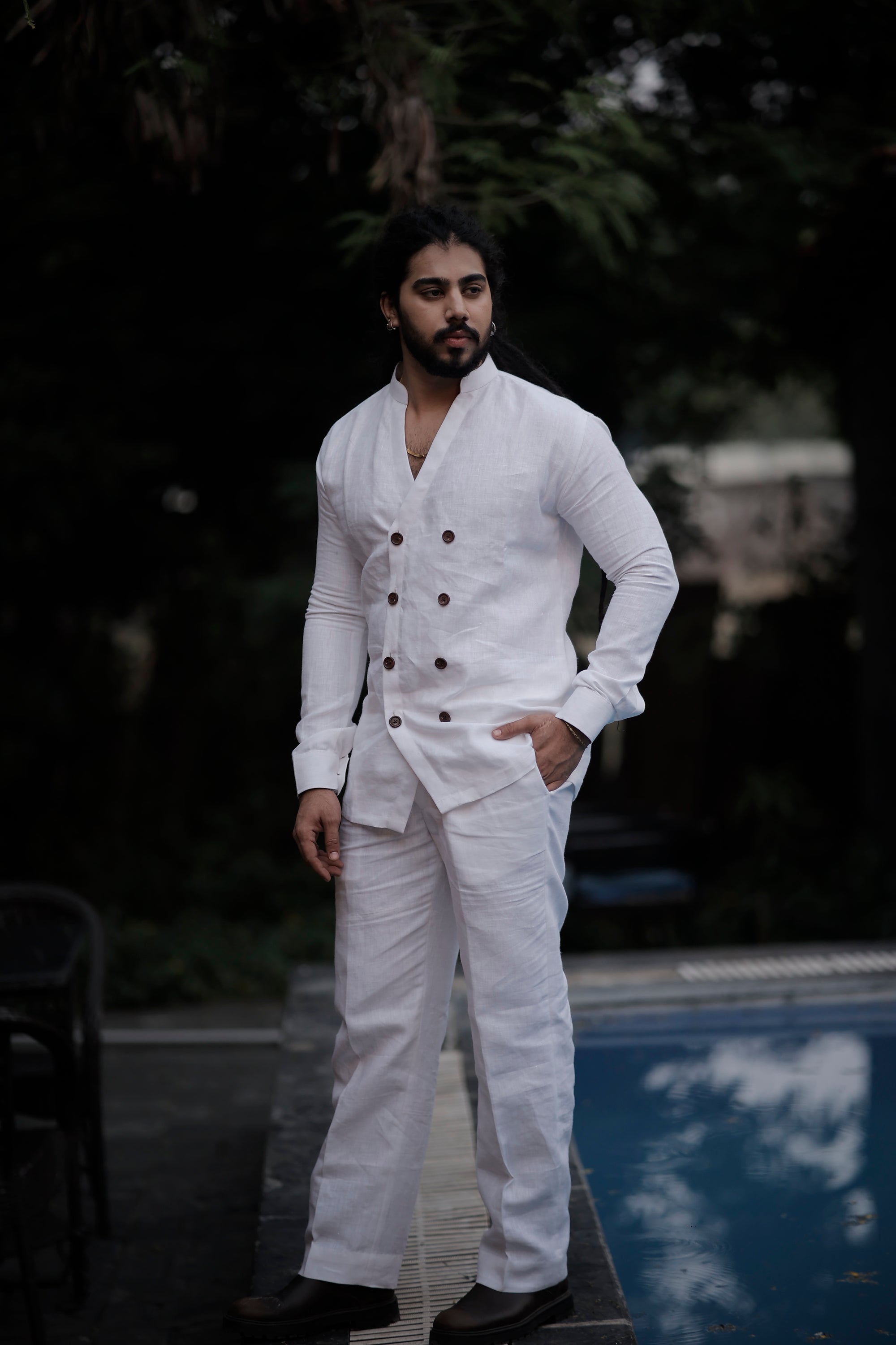 White Crest Linen CO-Ord Set