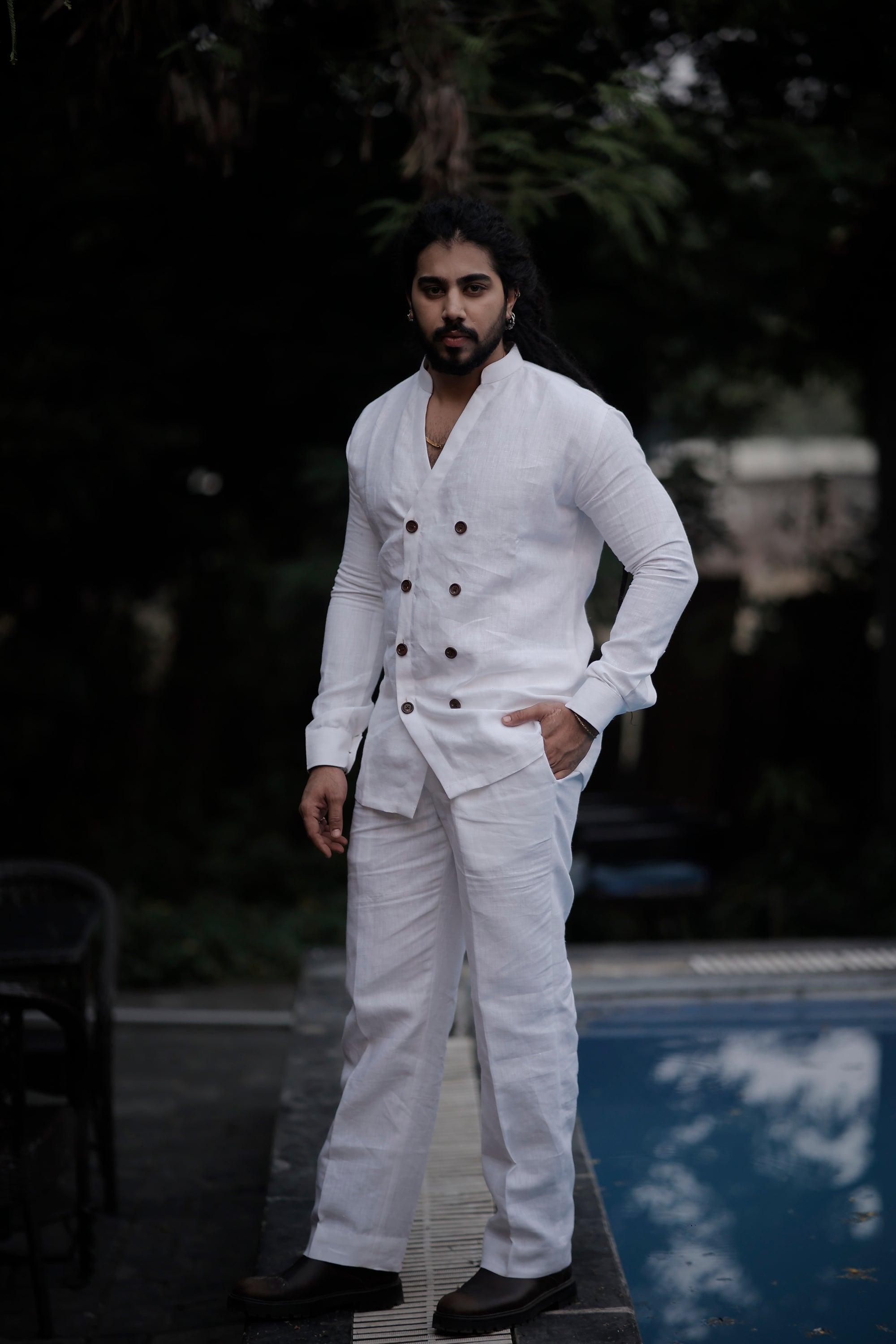 White Crest Linen CO-Ord Set